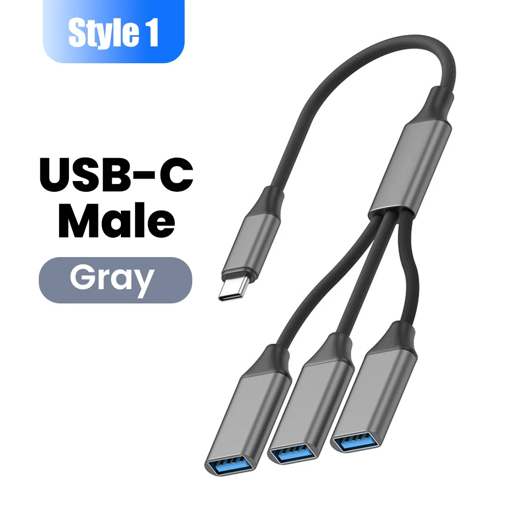 Multifunctional 3-in-1 USB Type-C Hub OTG Adapter