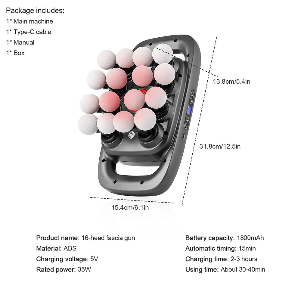 16-Head High-Frequency Body Massage Gun