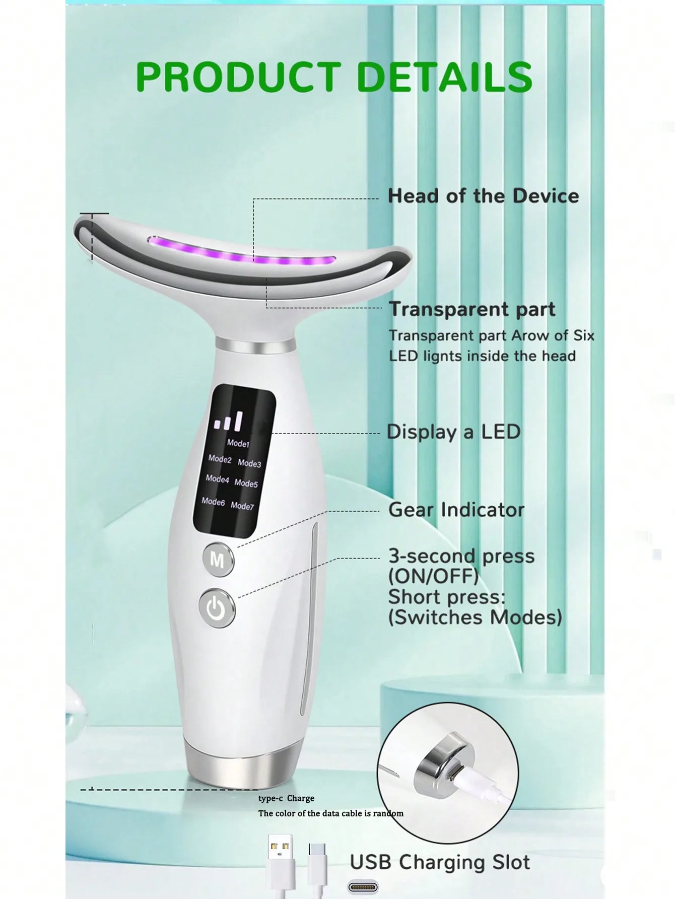 7-Color EMS Facial & Neck Massager Beauty Device