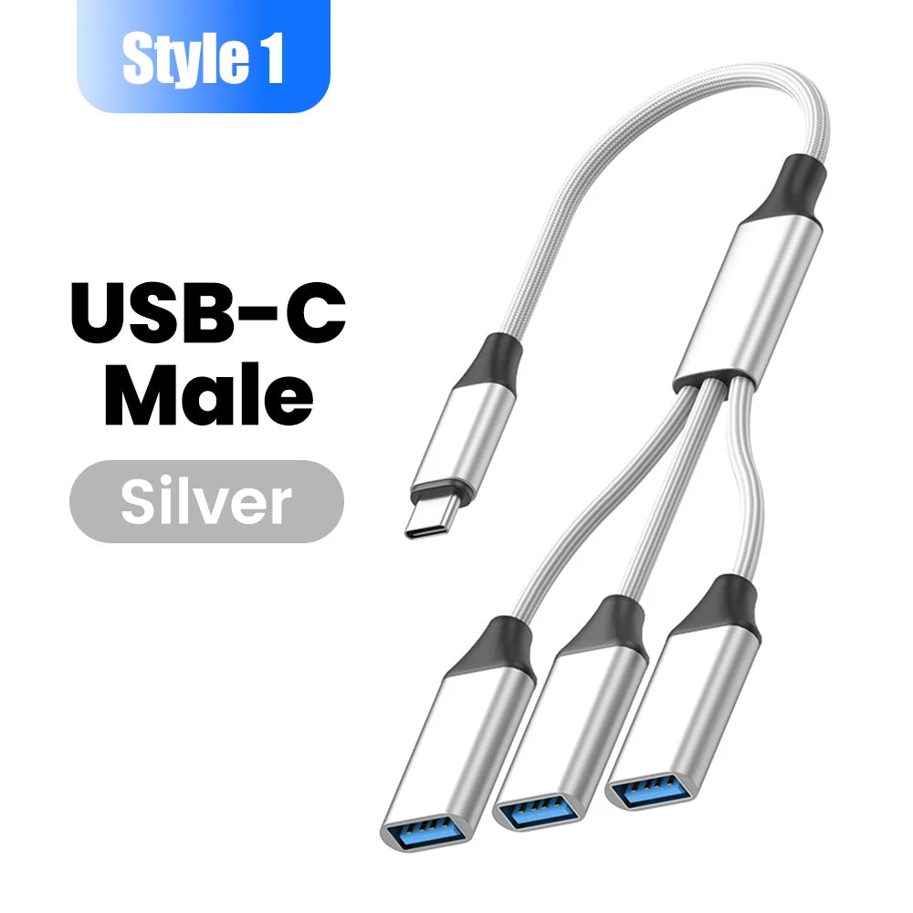 Multifunctional 3-in-1 USB Type-C Hub OTG Adapter