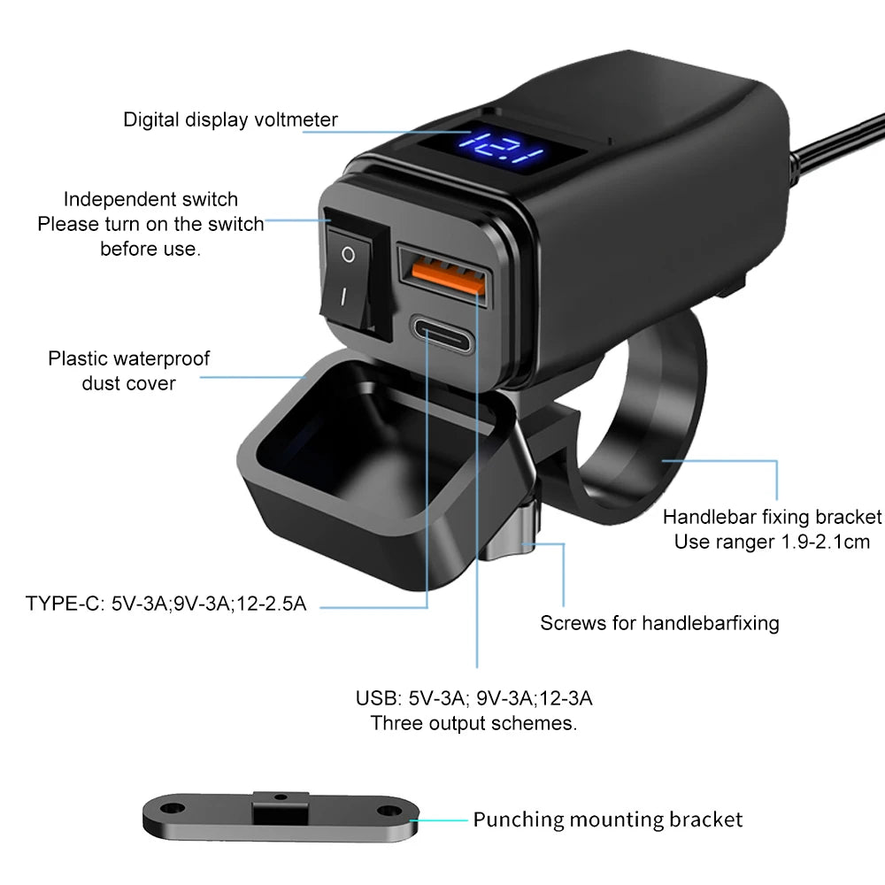 High-Performance Motorcycle USB Charger
