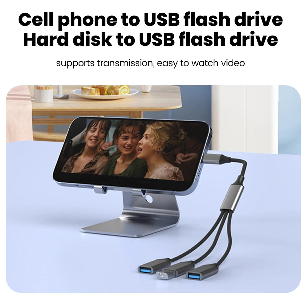 Multifunctional 3-in-1 USB Type-C Hub OTG Adapter
