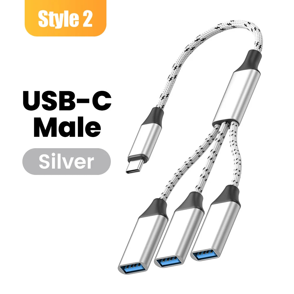 Multifunctional 3-in-1 USB Type-C Hub OTG Adapter