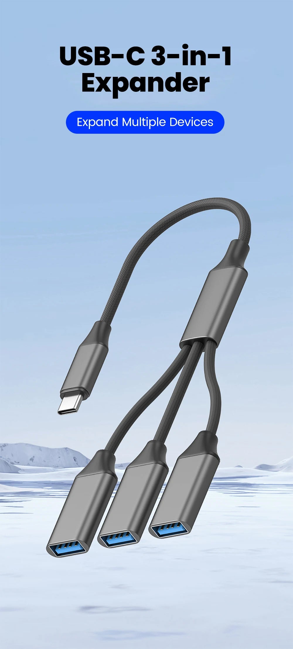 Multifunctional 3-in-1 USB Type-C Hub OTG Adapter