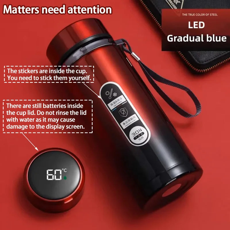 LED Display Stainless Steel Thermos Bottle