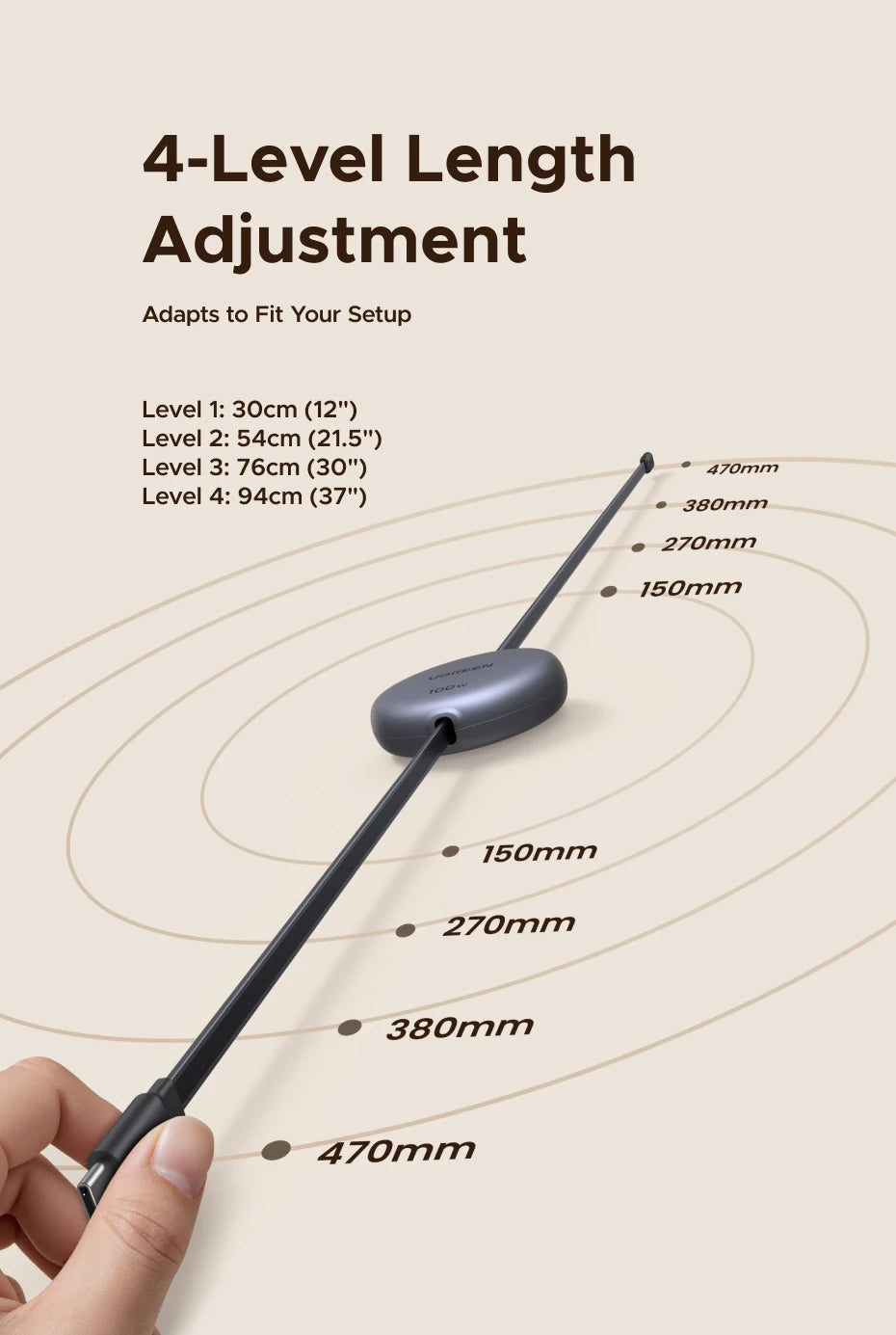 USB-C Retractable Fast Charge Cable