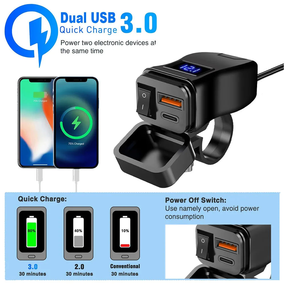 High-Performance Motorcycle USB Charger