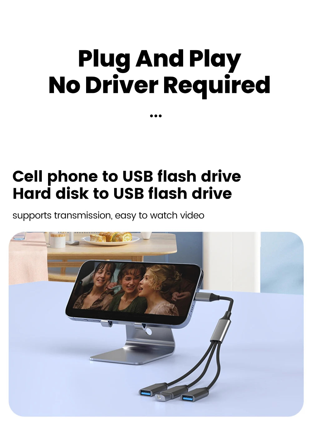 Multifunctional 3-in-1 USB Type-C Hub OTG Adapter