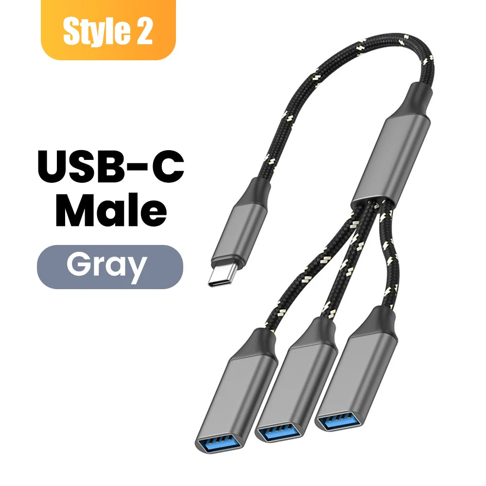 Multifunctional 3-in-1 USB Type-C Hub OTG Adapter